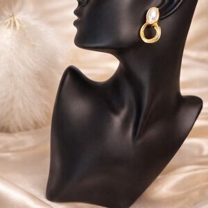 Elegant Gold and White Earrings